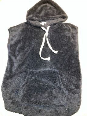 Ya Los Angeles Black Plush Hooded Crewneck Sweater